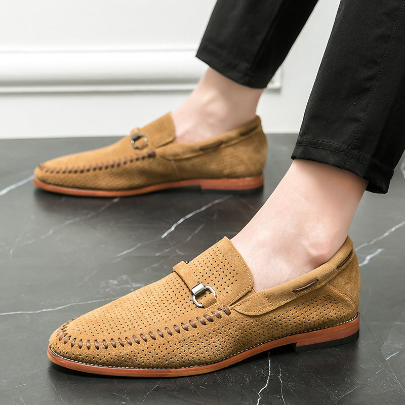 Men's Size Doug Business Punching Breathable Slip Leather Shoes