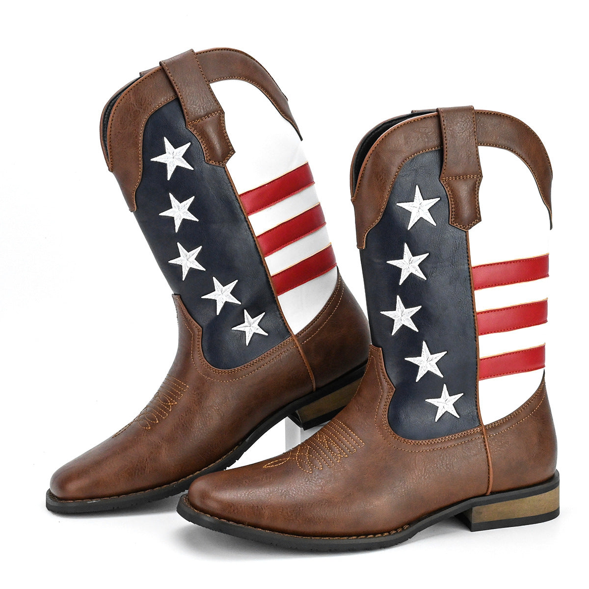 Men's Personality Fashion Design Cowboy Five-pointed Star Suit Men's Leather Boots