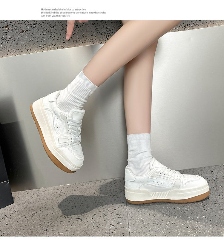 Women's White Winter Genuine Platform Early Spring Women's Sports Shoes