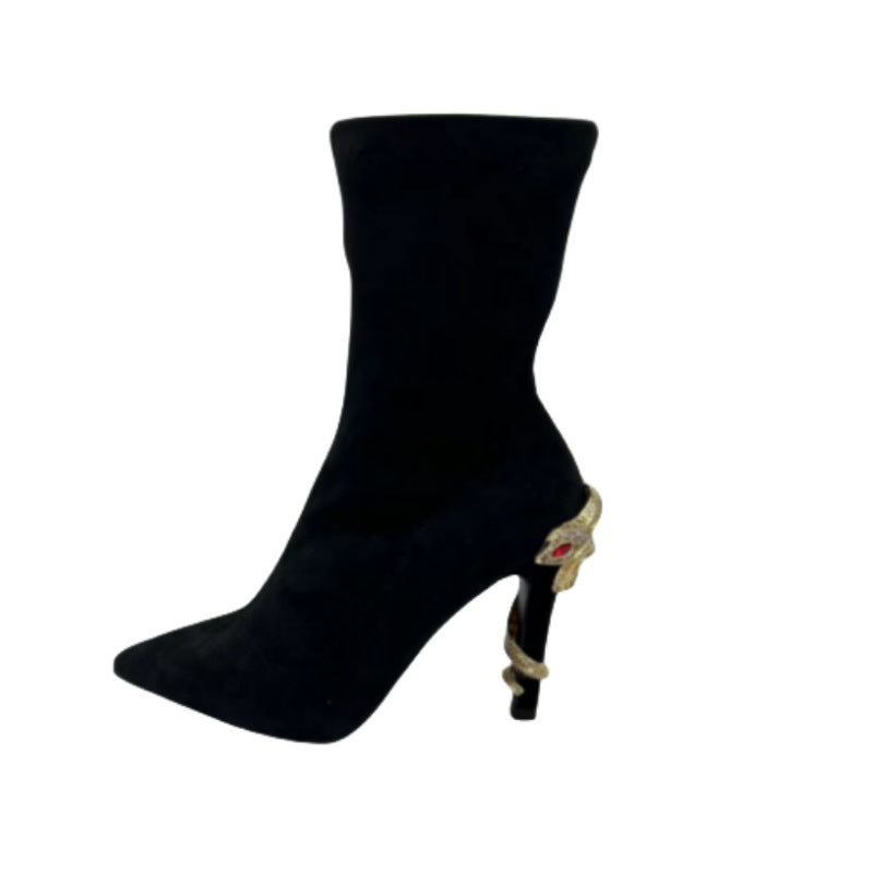 Black Fashion Skinny Stiletto Elastic Socks Heels
