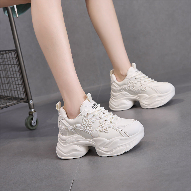 Women's National Style Authentic Clunky Autumn Small Height Increasing Wedge Sneakers