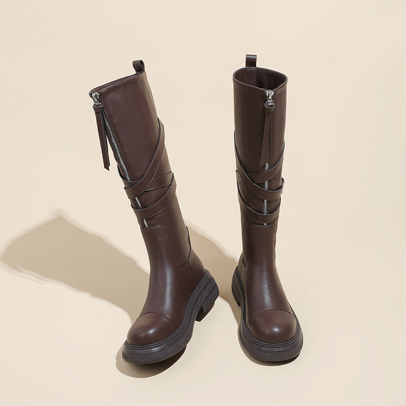 Women's Retro Style Long Two-way Martin Western Women's Leather Boots