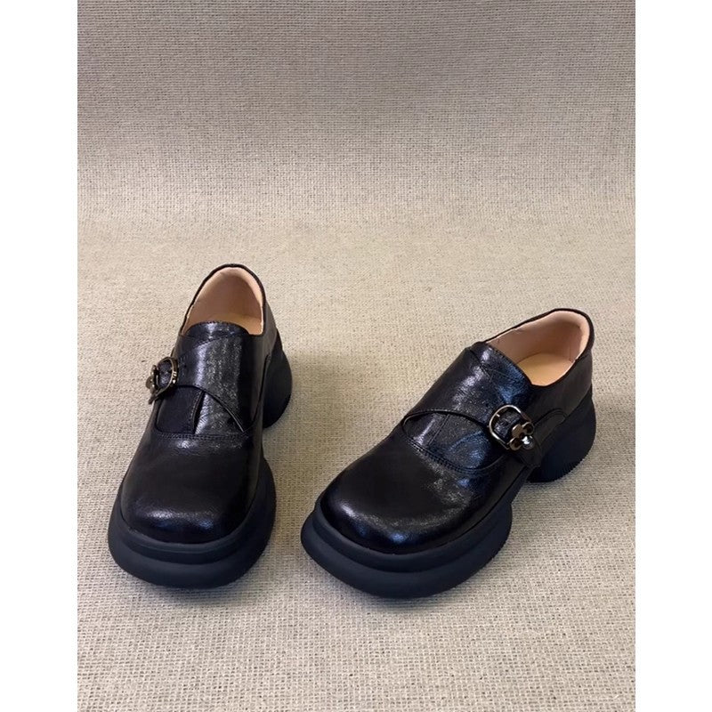 Women's Black Platform Muffin Commute British Style Women's Fashion Shoes