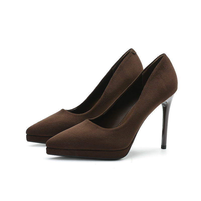 Women's Print Suede Platform High Pointed Toe Women's Fashion Shoes