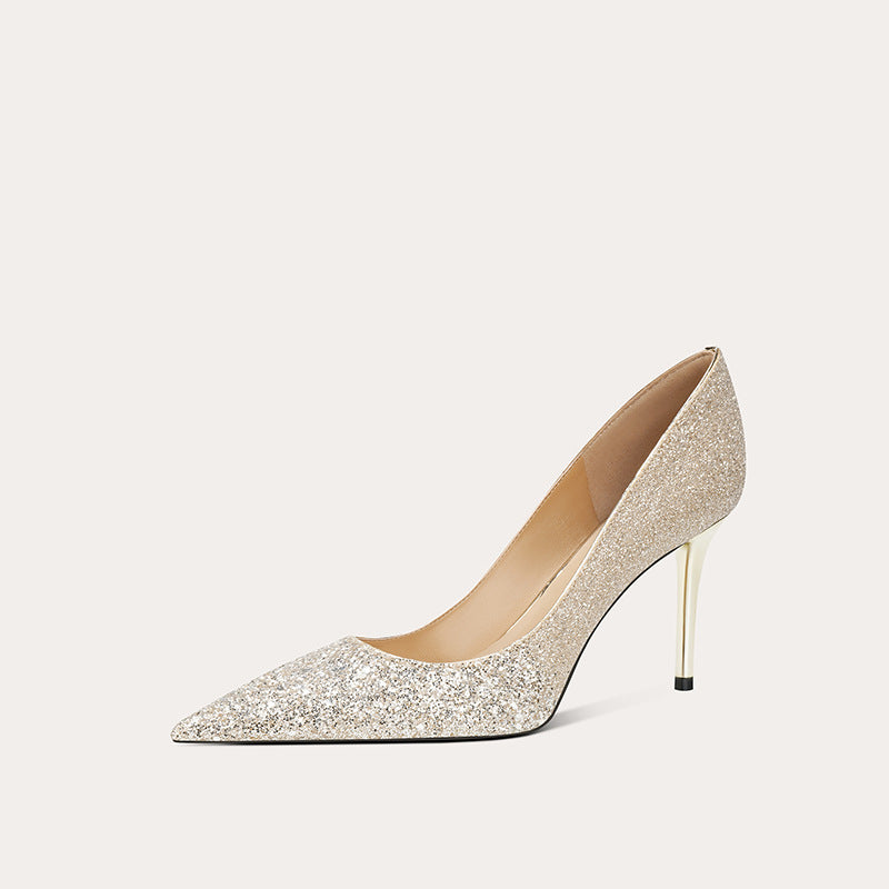 Women's Sequined Stiletto Main Yarn Wedding Bridal Women's Fashion Shoes