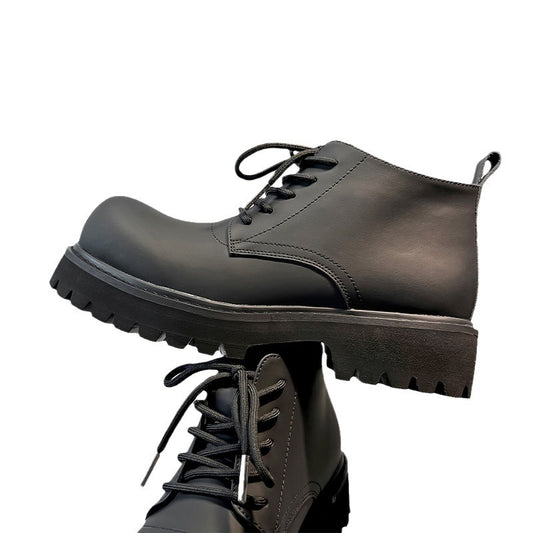 Middle Top Working Wear Locomotive Trendy Men's Leather Boots