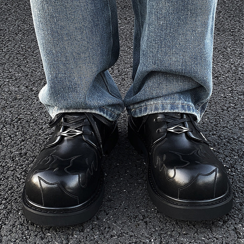 Men's High-grade Genuine Big Head Derby Foam Bottom Personality Embroidered Leisure Men's Casual Leather Shoes