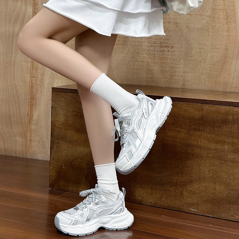 Women's Style Simple Fashion Clunky Spring Mesh Stitching Breathable Women's Sports Shoes