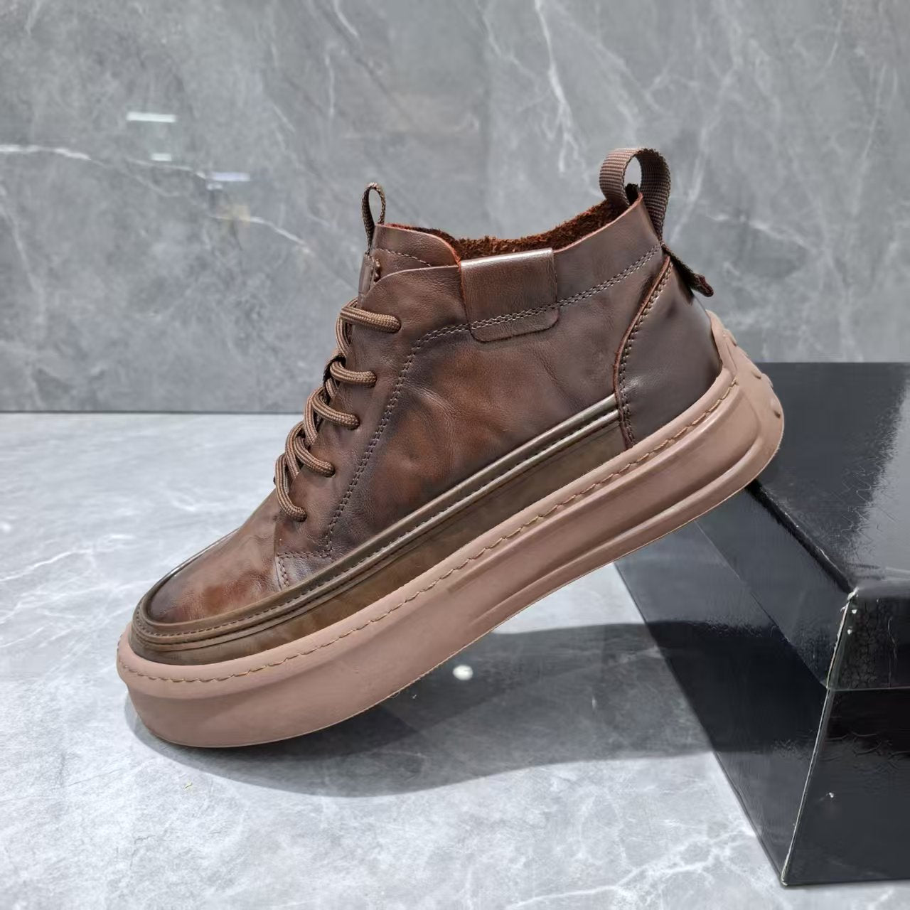 Men's Horse Breathable Genuine Retro Worker Short Boots