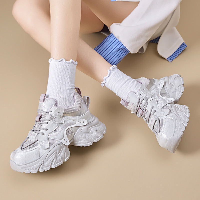 Women's Dad Mesh Breathable Thick Bottom Small Single Soft Sneakers