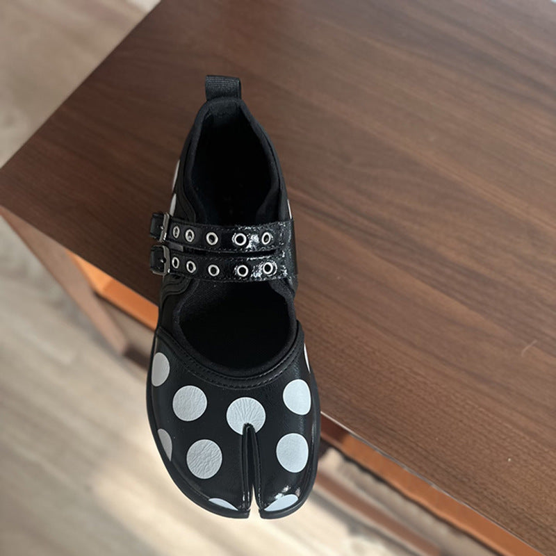 Women's Polka Dot Trotter Pumps Flat Ballet Mary Women's Casual Shoes