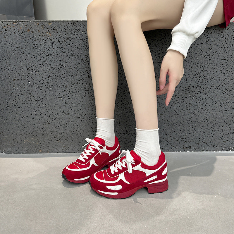 Women's Classic Style Thick Sole Increased Sports Skate White Women's Casual Shoes