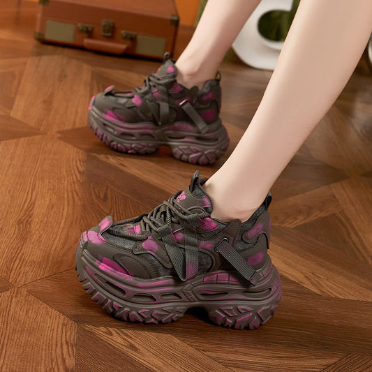 Women's Platform Dad Brushed Retro Height Increasing Women's Sports Shoes