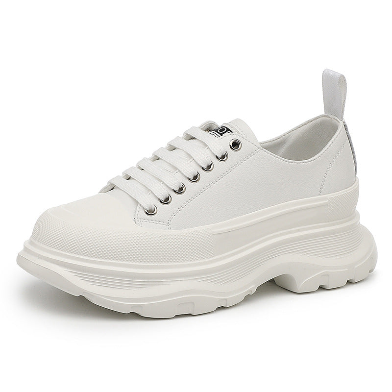 Women's Platform White Genuine Fleece-lined Dad Canvas Shoes