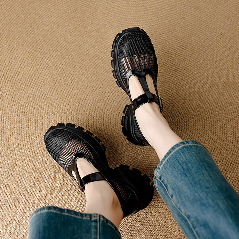 Korean Style Fashionable Simple Breathable Summer Round Head Thick Sandals