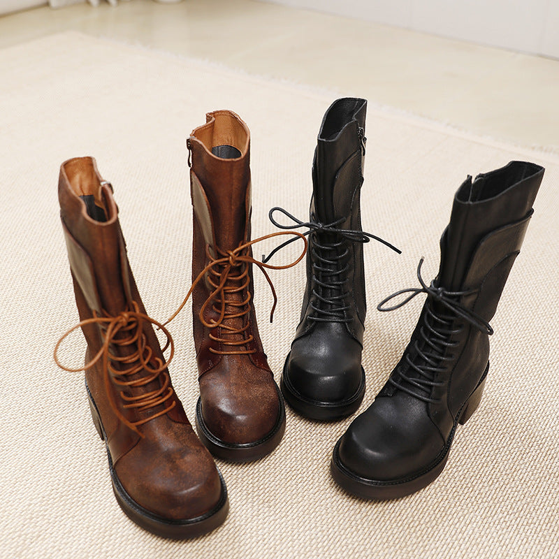 First Layer Cowhide Martin Female Back To Ancient Genuine Women's Leather Boots
