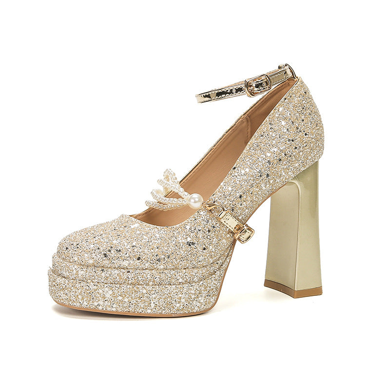 Toe Thick Height Increasing Not Tired Feet Pumps Heels