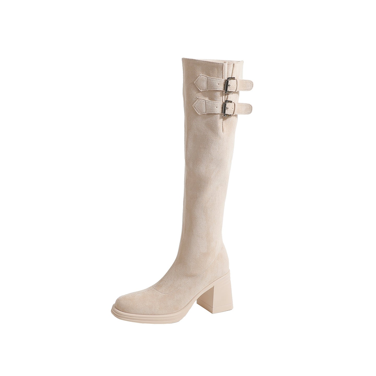 Women's Two-way Long Pile Style Thick Bottom Knight Below The Knee Women's Leather Boots