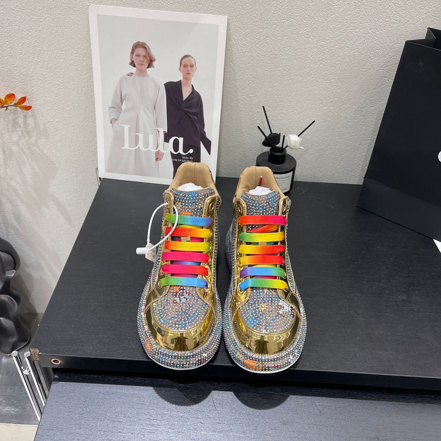 Colorful Full Diamond Platform Trendy Grace Versatile Korean Style Crystal Sports Casual Shoes