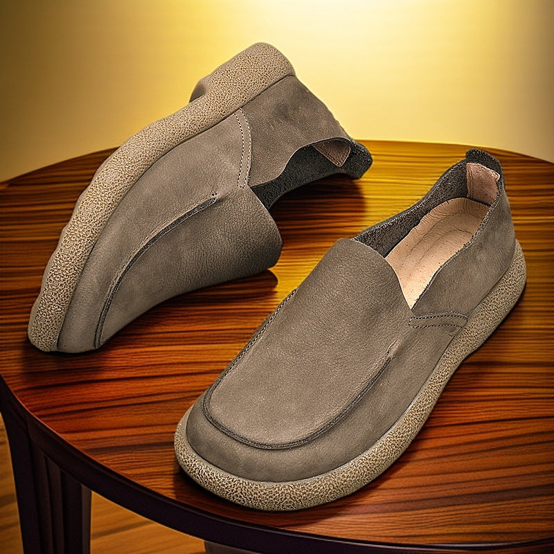 Men's Big Head Fat Wide Feet Soft Bottom Handmade Single Layer Men's Casual Leather Shoes