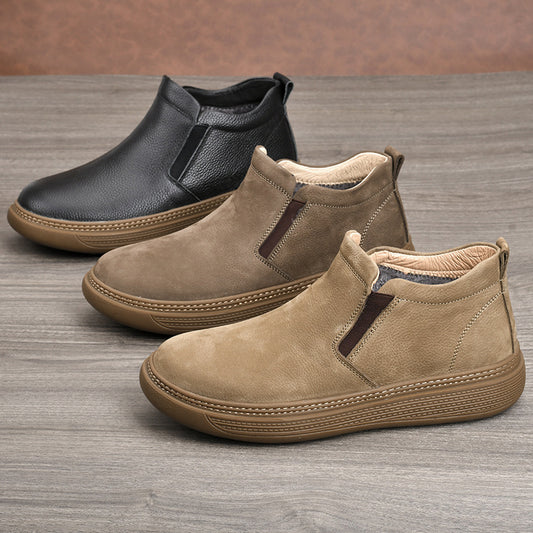 Men's Chelsea Top Layer Cowhide Light Luxury Thick Business High Boots