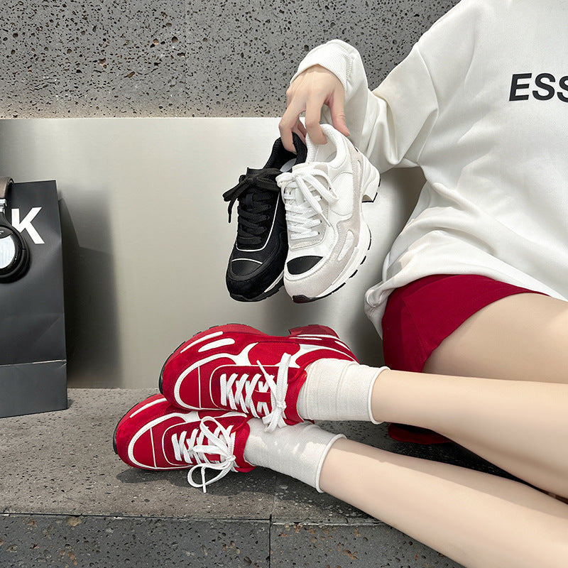Women's Classic Style Thick Sole Increased Sports Skate White Women's Casual Shoes