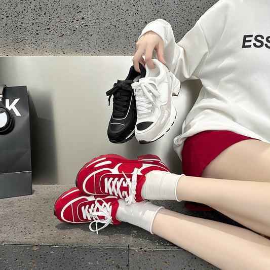 Women's Classic Style Thick Sole Increased Sports Skate White Women's Casual Shoes