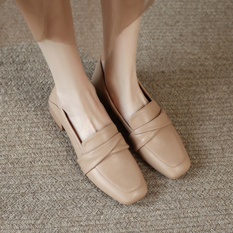 Women's Chunky Pumps Summer British Style Square Toe One Women's Fashion Shoes