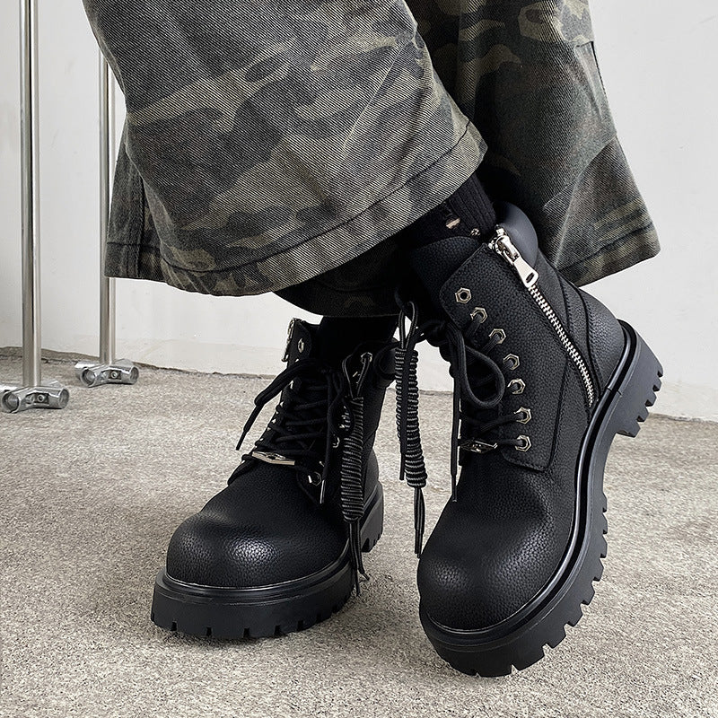 Men's Worker Platform Height Increasing Retro Easy Boots