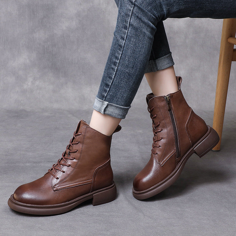 Women's Martin Slimming Soft Bottom Front Top Layer Boots