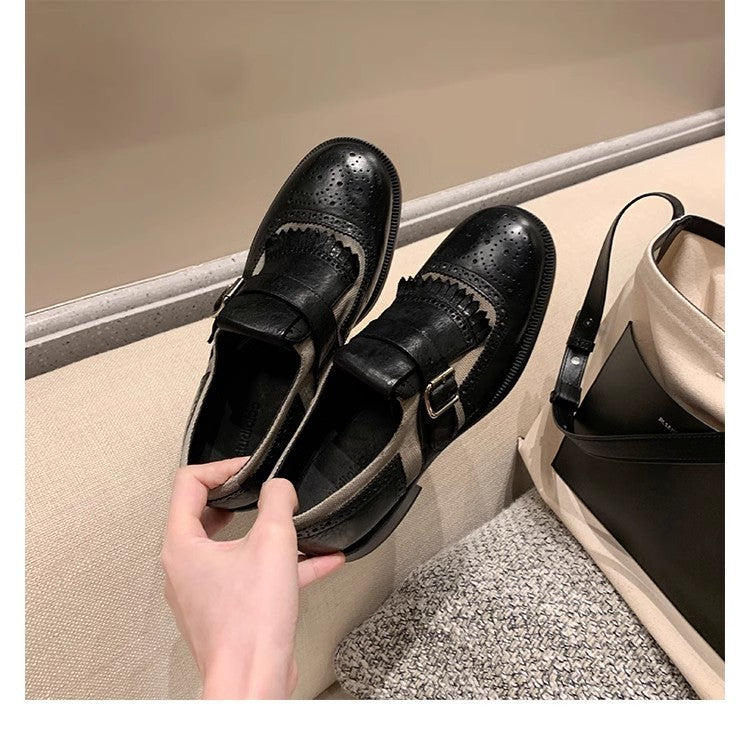 Version Heavy Retro Horse Carving Brogue Women's Fashion Shoes