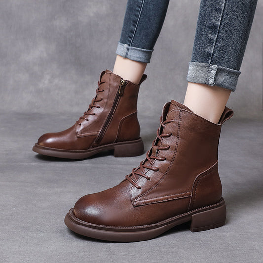 Women's Martin Slimming Soft Bottom Front Top Layer Boots