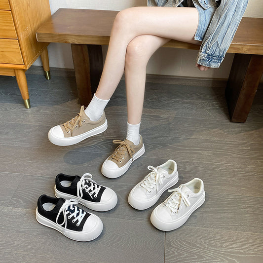 Women's Thick-soled Round Toe Height Increasing Moral Sneakers
