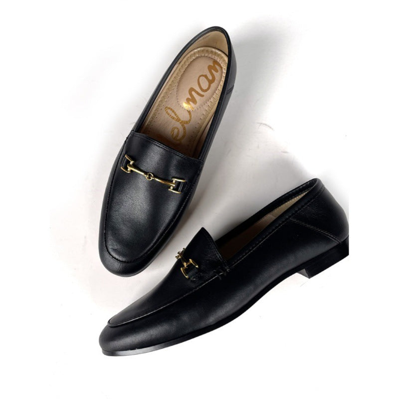Women's Flat Pumps Authentic Step-on Two-way Lazy Versatile Small Leather Shoes