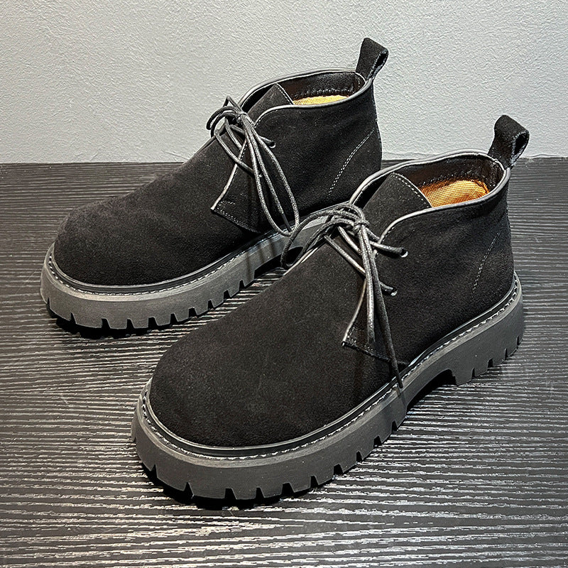 Men's Suede Martin Trendy High Top Fleece-lined Men's Leather Boots