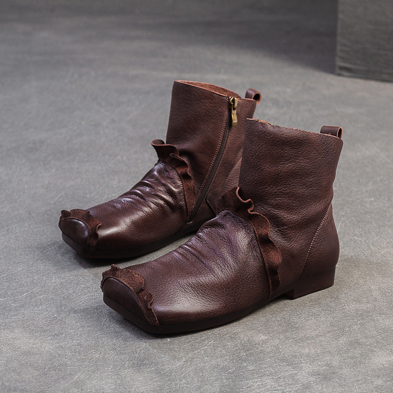 Bottom Single Side Zipper Top Layer Boots