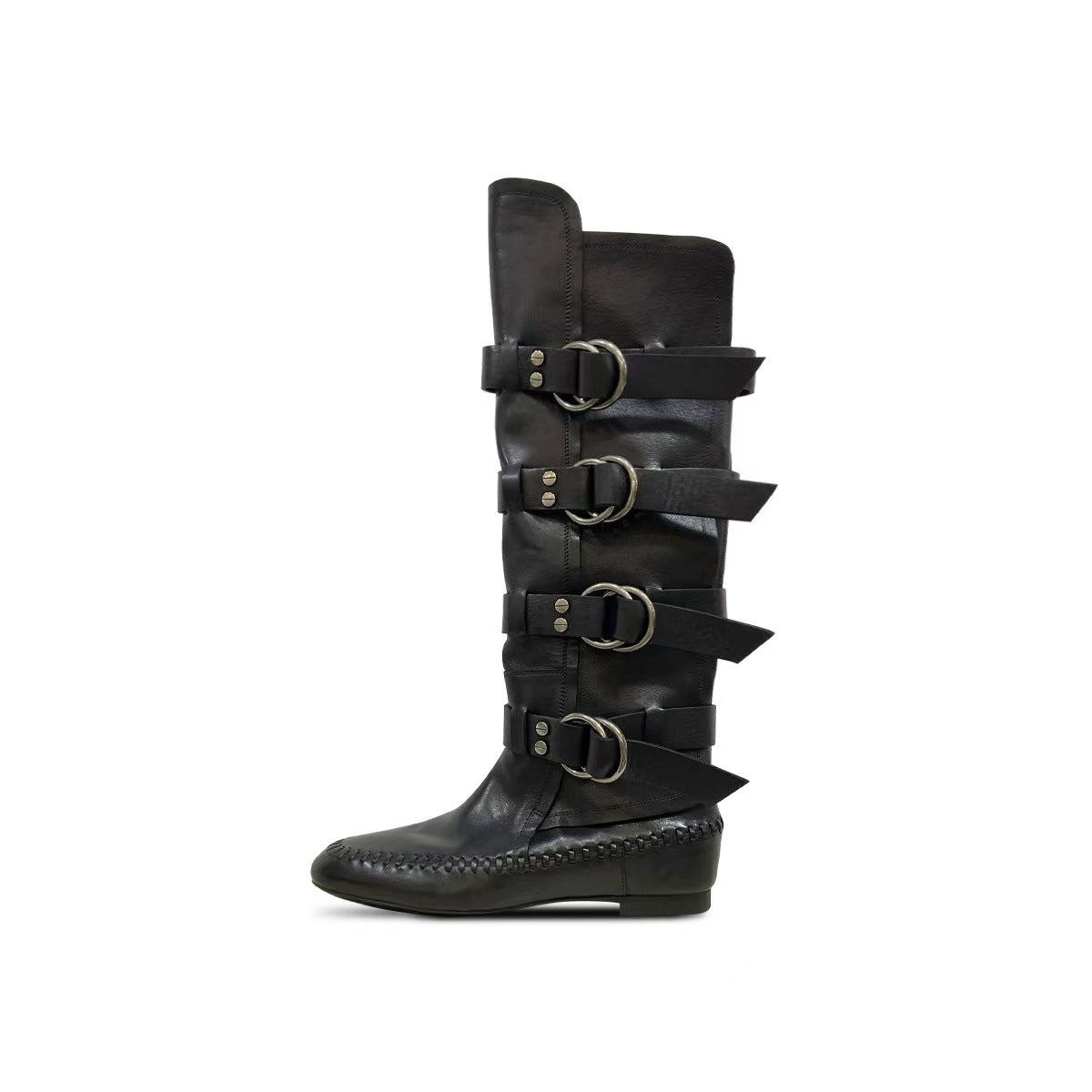Style Paris Stylish Niche Retro Handmade Sewing Strap Women's Leather Boots