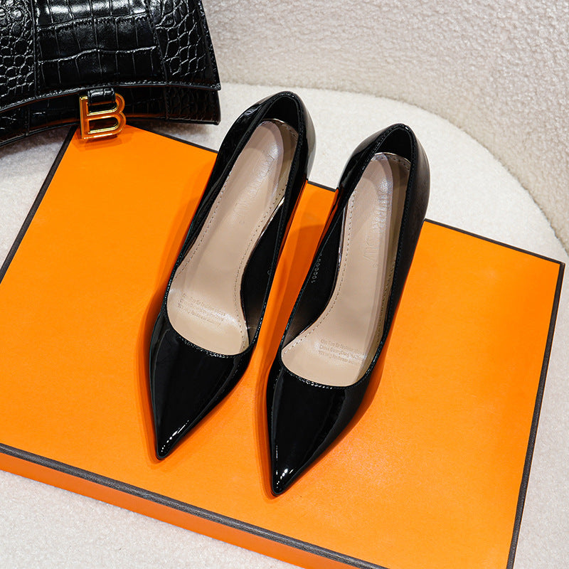 Patent Professional High Pointed Toe Shallow Mouth Stiletto Formal Wear Heels