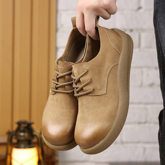 Men's Fashionable Genuine Soft Bottom Retro Big Men's Casual Leather Shoes