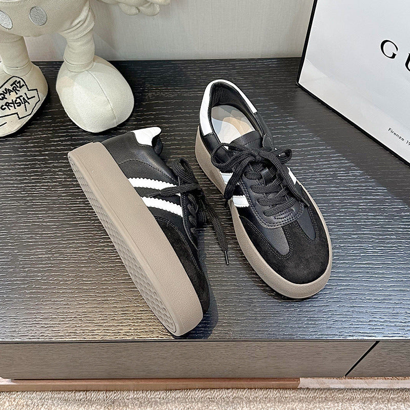 Women's Small Height Increasing Insole Versatile Thick-soled Retro German Women's Casual Shoes