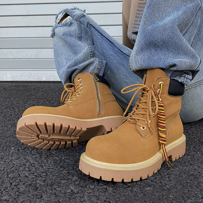 Men's Worker Platform Height Increasing Retro Easy Boots