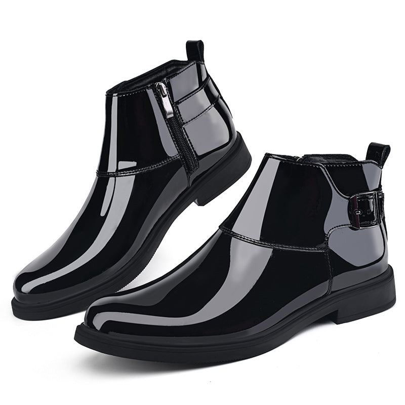 Men's Pointed Toe Business Formal Wear Mirror Men's Leather Boots