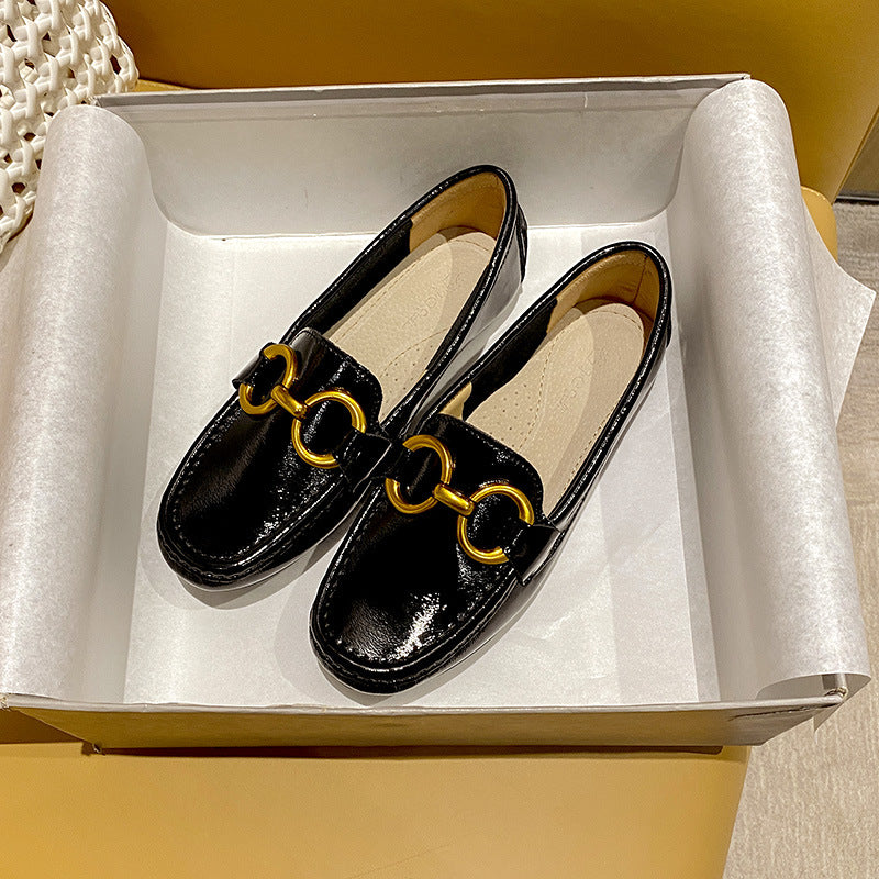 Calfskin Soft Bottom Surface Outer Wear Korean Slip-on Pumps Female Women's Casual Shoes