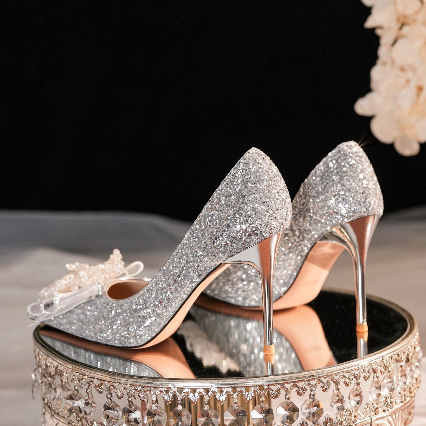 Great Applique Rhinestone High Prom Wedding Party Heels