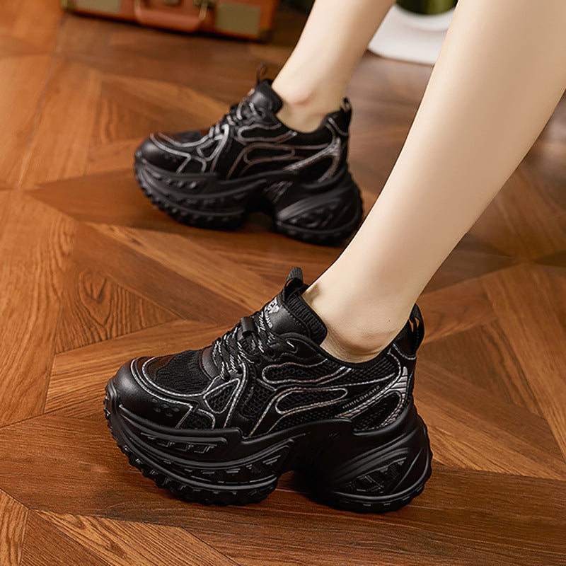 Women's Dad Platform Hollow Mesh Surface Small Height Increasing Women's Shoes