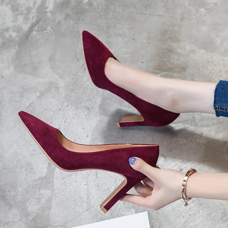 Women's Black French Hipster Style High Chunky Women's Fashion Shoes