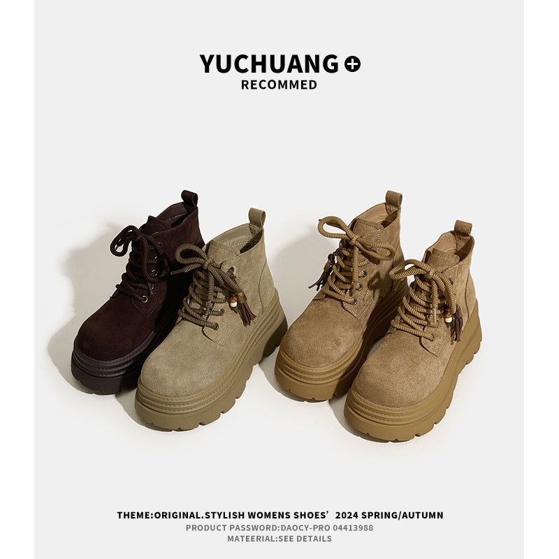 Women's Platform Martin Autumn Big Head Passing Retro Ankle Women's Leather Boots