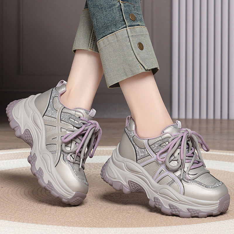 Women's Platform Heightened Daddy Fashionable Breathable Polyurethane Men's Shoes