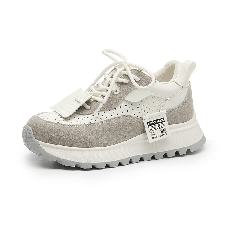Women's Thick-soled Breathable Invisible Elevated White German Sports Casual Shoes