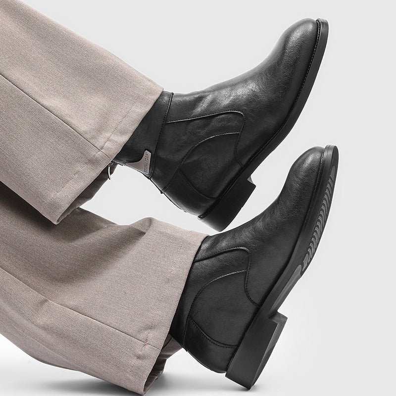 Men's Slip-on Chelsea Retro Trendy Back Zipper Boots